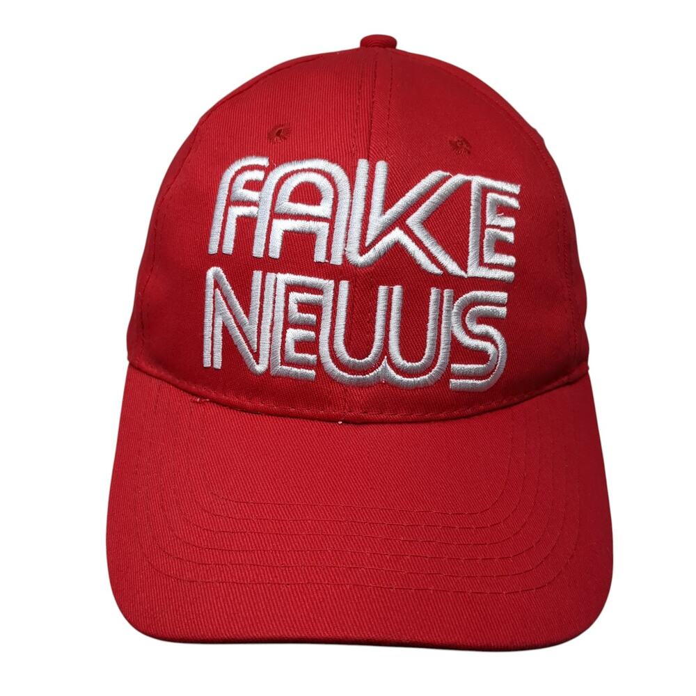 Fake News Snapback Cap Red One Size Adjustable Embroidered W/Tags Csi